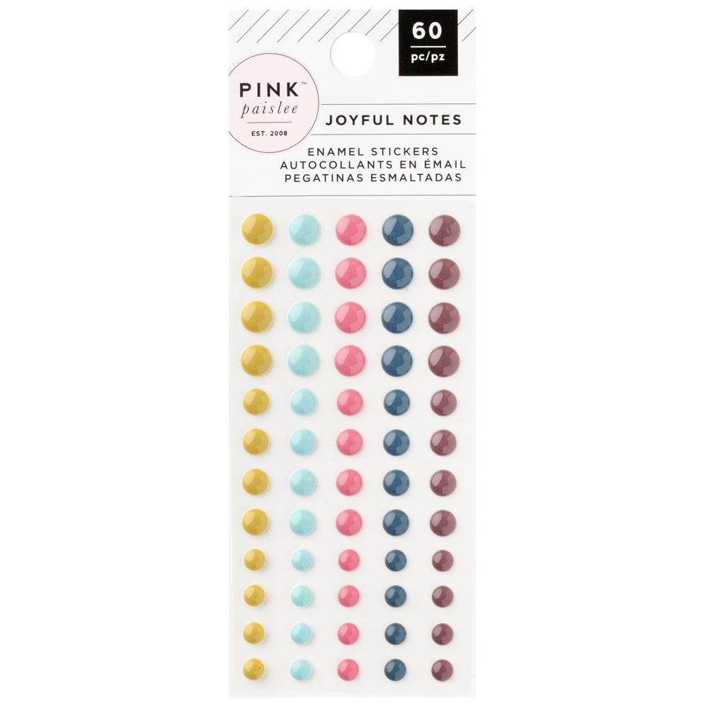 American Crafts - Pink Paislee - Joyful Notes Collection - Enamel Dots - 34030807 - 60 pcs