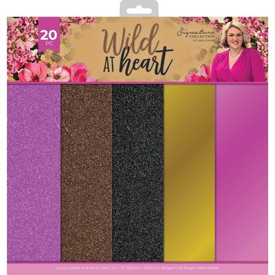 Crafters Companion - Sara Davies - Wild At Heart Collection - Glitter & Mirror - 12 x 12 Cardstock Pad - 20 Sheets