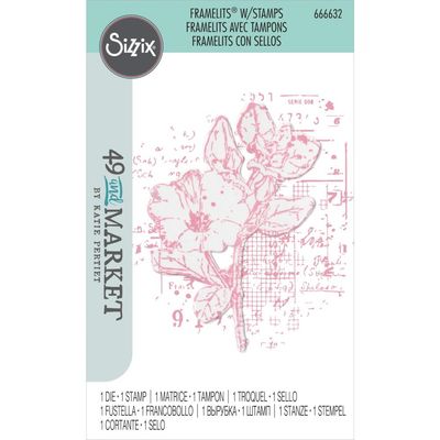 49 &amp; Market - Sizzix - Stamp &amp; Die Set - Floral Mix - 666632 - 2 pcs 1 Die &amp; 1 Stamp - ETA Mid June 2024