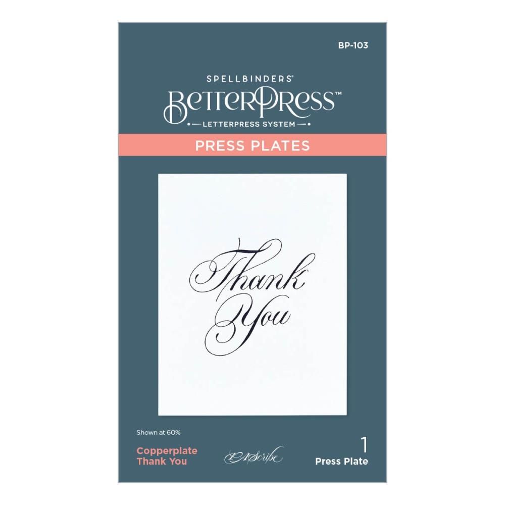 Spellbinders Paper Arts - Betterpress - Press Plate - By Paul Antonio - Thank You - BP-103