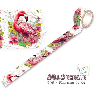 All and Create - Washi Tape - Flamingo Go Go - #98 -ALLMT098