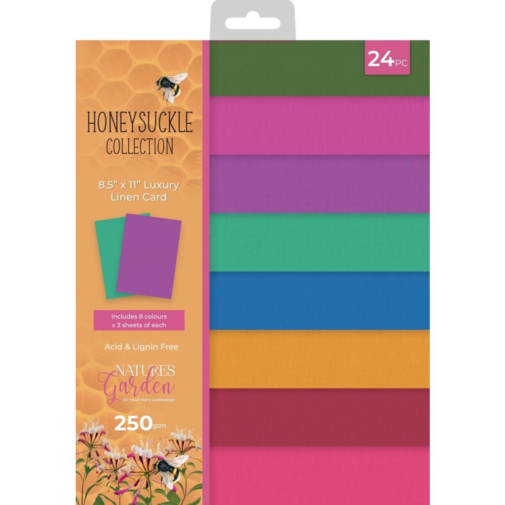 Crafters Companion - Nature&#39;s Garden Collection - Honeysuckle - Linen Cardstock Pack - NG-HS-Linen-US