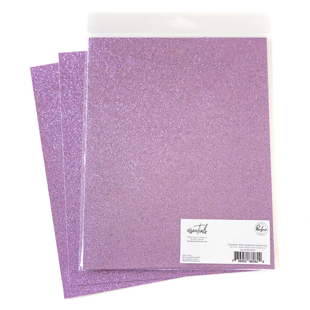 PinkFresh Studio - Essentials - Glitter Cardstock - 8.5&quot; x 11&quot; - Candy Violet - PF144ES - 6 sheets