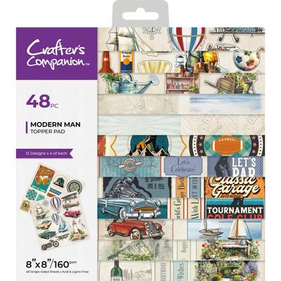 Crafters Companion - Modern Man Collection - Topper Pad - 8&quot; x 8&quot; - CC-MM-TOP8