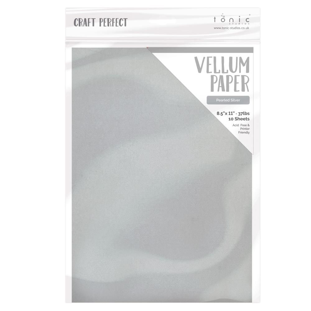 Tonic Studios - Craft Perfect - A4 (8.5&quot; x 11&quot;) - Pearlised Silver Vellum - Sheets - 10 sheets