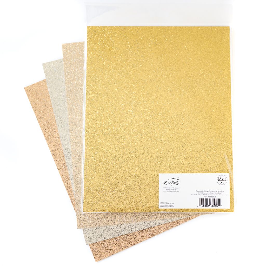 PinkFresh Studio - Essentials - Glitter Cardstock - 8.5&quot; x 11&quot; - Metallics - PF138ES - 12 sheets
