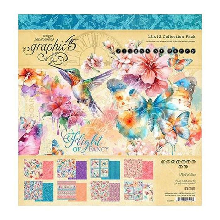 Graphic 45 - Flights of Fancy Collection - 12 x 12 Paper Pad - G4502854 - 16 sheets - NEW