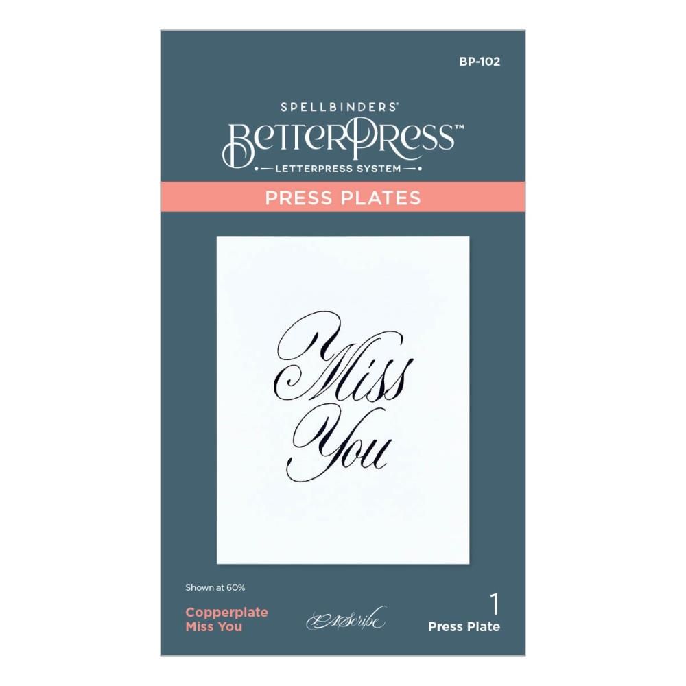 Spellbinders Paper Arts - Betterpress - Press Plate - By Paul Antonio - Miss You - BP-102