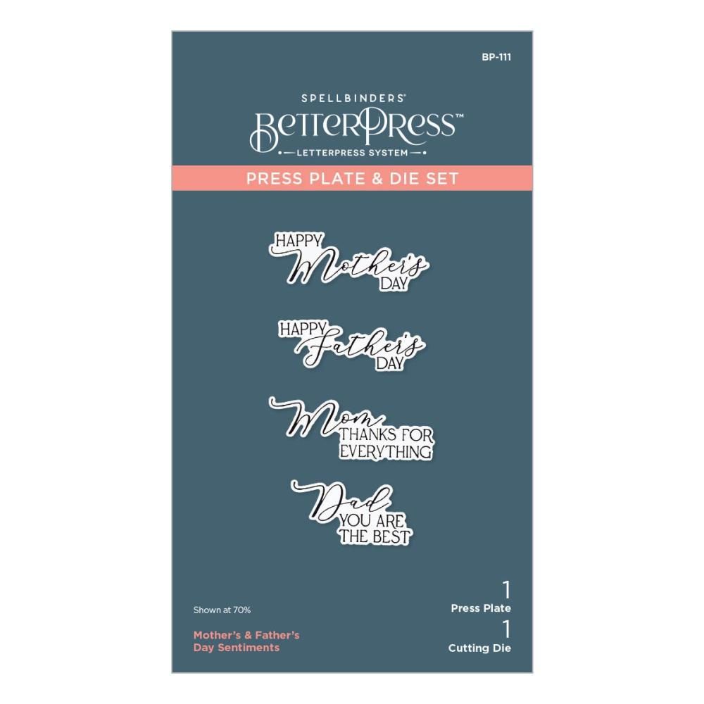 Spellbinders Paper Arts - Betterpress - Press Plate &amp; Die Set - Parents Day Sentiments - BP-111
