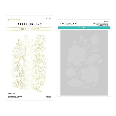 Spellbinders Paper Arts - Glimmer &amp; Stencil Bundle - Glimmering Peonies - BD-0841 - 2 pcs