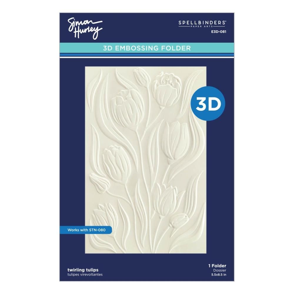 Spellbinders Paper Arts - 3D Embossing Folder - Simon Hurley -  Twirling Tulips - E3D-081