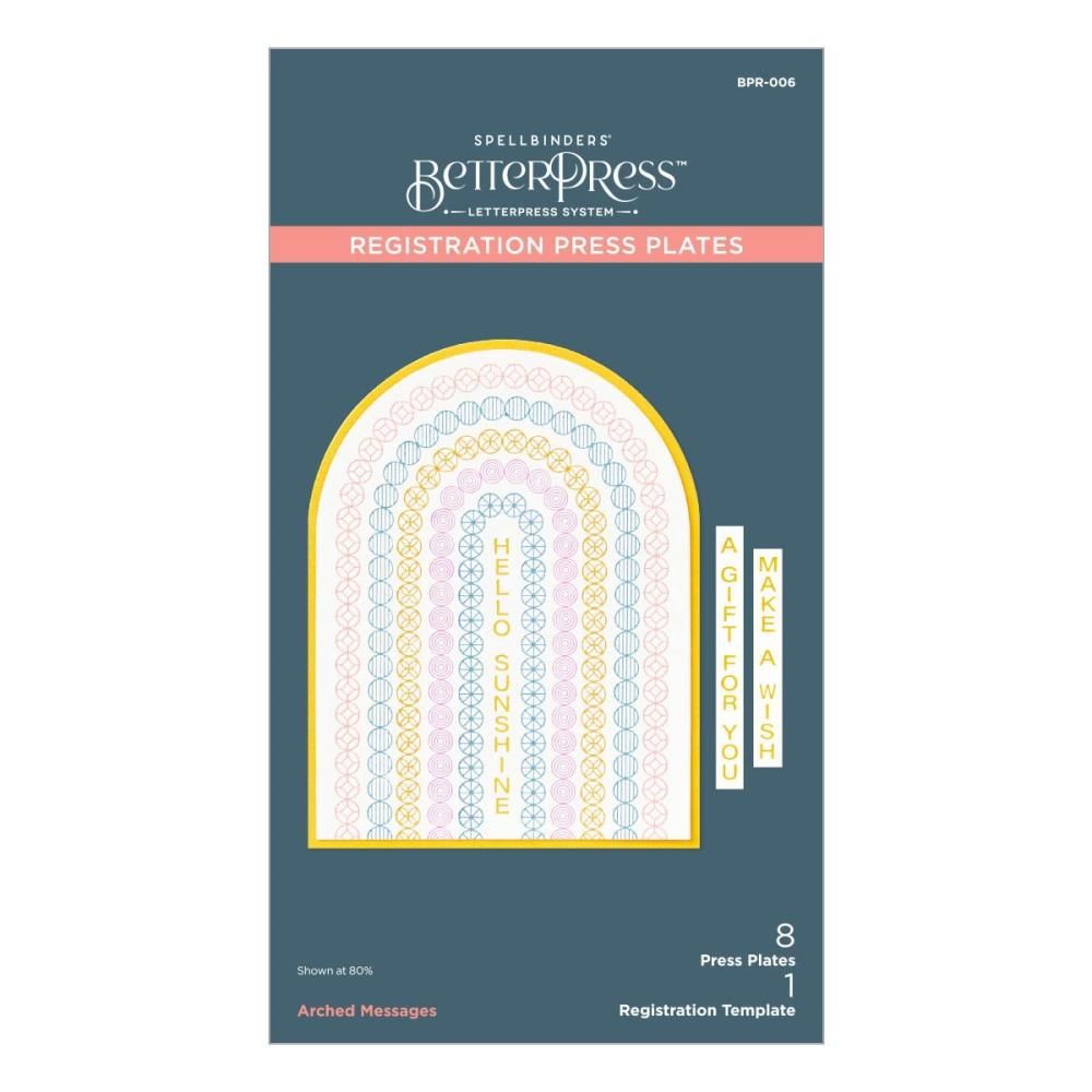 Spellbinders Paper Arts - Betterpress - Press Plate - Arched Messages - BPR-006 - 8 plates &amp; 1 Press Plate
