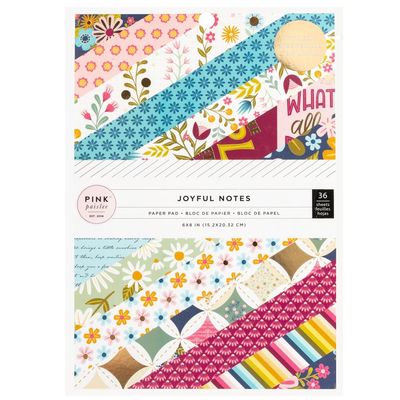 American Crafts - Pink Paislee - Joyful Notes Collection - Joyful Notes with Gold Foil - 6&quot; x 8&quot; Paper Pad - 34030801