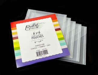 Picket Fence Studios - Stamp &amp; Stencil Storage Pouches - 6&quot; x 6&quot; - 5 Pack - ORG-103