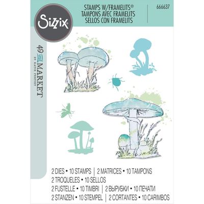 Sizzix - 49 &amp; Market - Framelits Die &amp; A5 Stamp Set - 666637 - 1 Die &amp; 10 Stamps