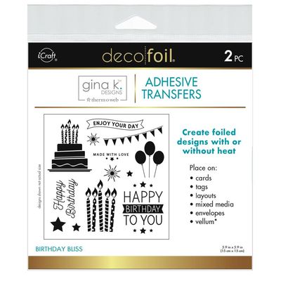 Therm O Web - iCraft - Deco Foil - A2 - Adhesive Transfer Sheets - Birthday Bliss - 5630 - 2 sheets