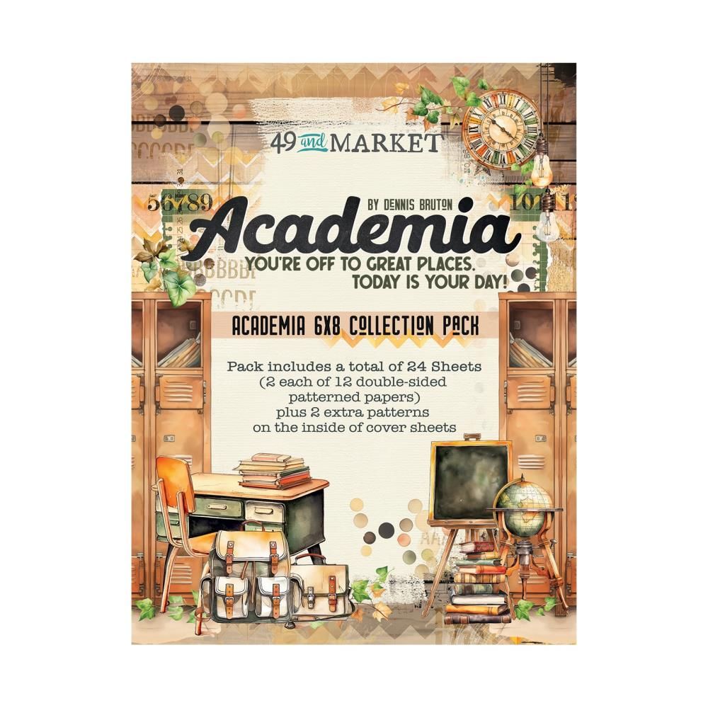 49 &amp; Market - Academia Collection - 6&quot; x 8&quot; Paper Pack - AC28058 - 24 Sheets
