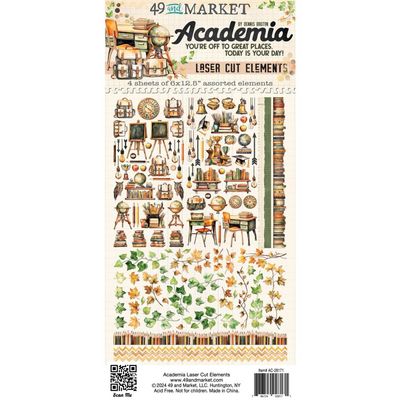 49 &amp; Market - Academia Collection - Laser Cut Out - Elements - AC28171 - 6&quot; x 12&quot; (4 Sheets)