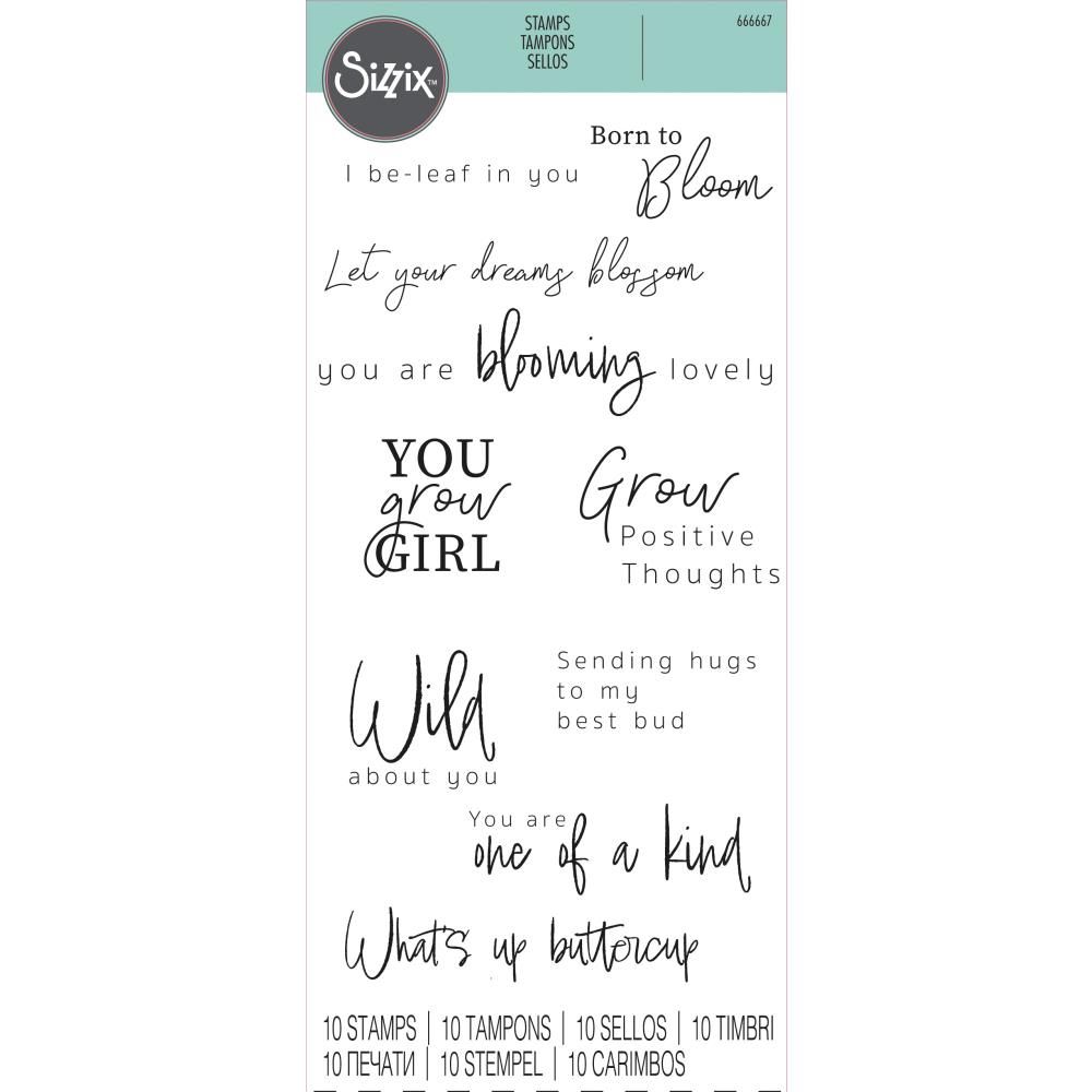 Sizzix - Clear Acrylic Stamp  Set - Born To Bloom - 666667 - 10 pcs