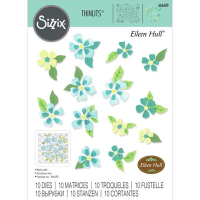 Sizzix - Thinlets Die set - Designed By Eileen Hull - Painterly Blooms &amp; Background - 666689 - 10 pcs