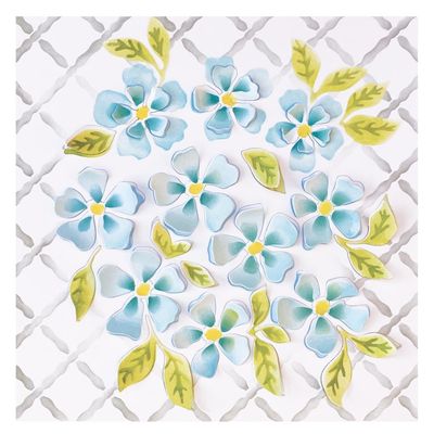 Sizzix - Layered Stencil Set - Designed by Eileen Hull - Watercoloured Flowers and Lattice - 666690 - 4 pcs