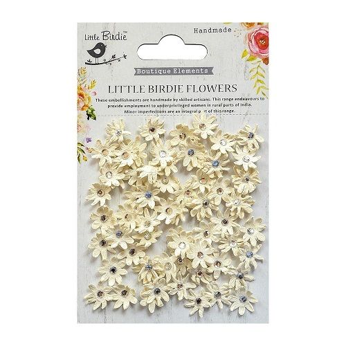 Nicole Crafts - Little Birdie - Beaded Micro Petals - Flowers - Moonlight - CR69385 - 60 pcs