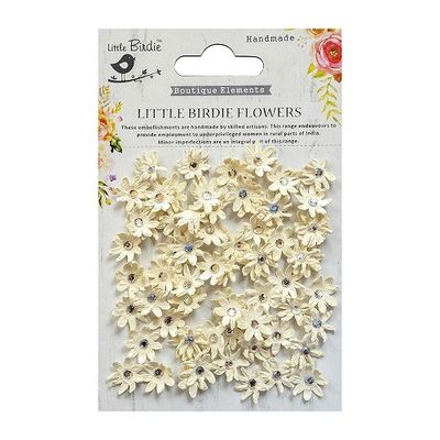 Nicole Crafts - Little Birdie - Beaded Micro Petals - Flowers - Moonlight - CR69385 - 60 pcs