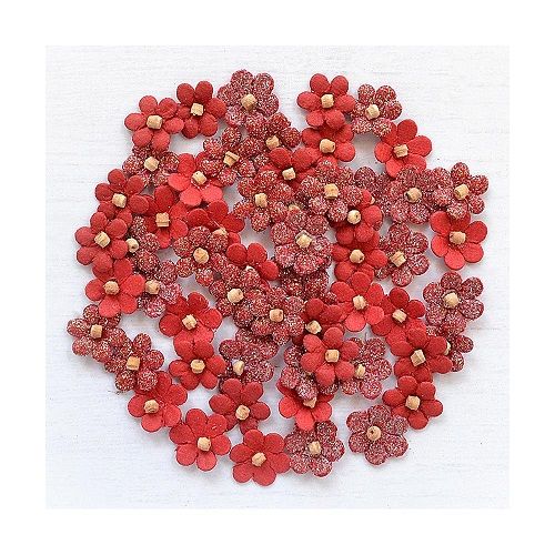 Nicole Crafts - Little Birdie - Beaded Blooms - Flowers -Cherry-  CR69250 - 60 pcs
