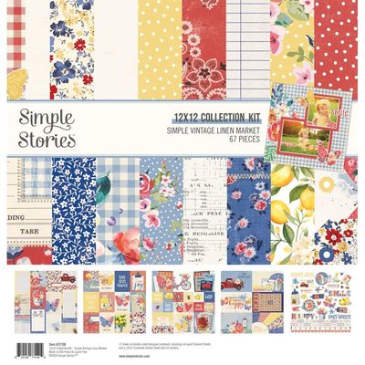 Simple Stories - Simple Vintage Linen Market Collection - 12 x 12 Paper Pack - SVLM22700 - 12 sheets