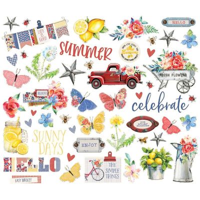 Simple Stories - Bits &amp; Pieces -  Die Cuts -Simple Vintage Linen Market Collection - SVLM22721- 51 pcs