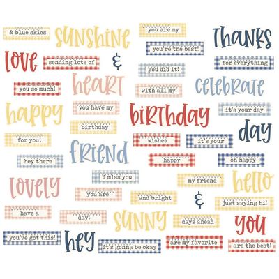 Simple Stories - Bits &amp; Pieces - Die Cuts - Simple Vintage Linen Market Collection - Sentiments - SVLM22724 - 45 pcs