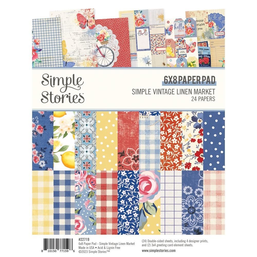 Simple Stories - Simple Vintage Linen Market Collection - 6&quot; x 8&quot; Paper Pad - SVLM22719 - 24 sheets