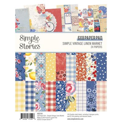 Simple Stories - Simple Vintage Linen Market Collection - 6&quot; x 8&quot; Paper Pad - SVLM22719 - 24 sheets