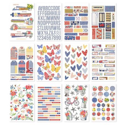 Simple Stories - Simple Vintage Linen Market Collection - Sticker Book - SVLM22726 - 12 Sheets - 330 Stickers