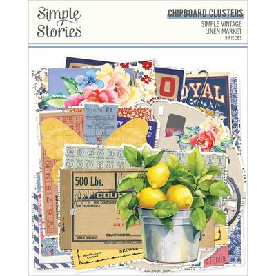 Simple Stories - Simple Vintage Linen Market Collection - Chipboard - Clusters - SVLM22728 - 9 pcs