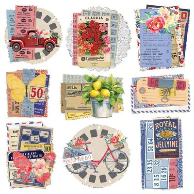 Simple Stories - Simple Vintage Linen Market Collection - Chipboard - Clusters - SVLM22728 - 9 pcs