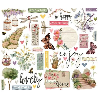 Simple Stories - Simple Vintage Meadow Flowers Collection - Bits &amp; Pieces - Die Cuts -  SVMF22622 - 51 pcs