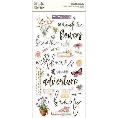Simple Stories - Simple Vintage Meadow Flowers Collection - Stickers - Foam - SVMF22629 - 51 pcs