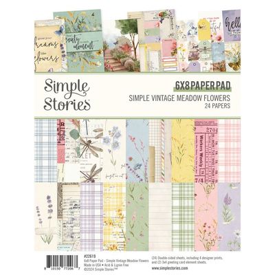 Simple Stories - Simple Vintage Meadow Flowers Collection - 6&quot; x 8&quot; Paper Pad - SVMF22619 - 24 sheets