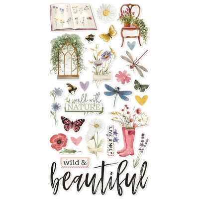 Simple Stories - Simple Vintage Meadow Flowers Collection - Stickers - Chipboard - SVMF22621 - 26 pcs