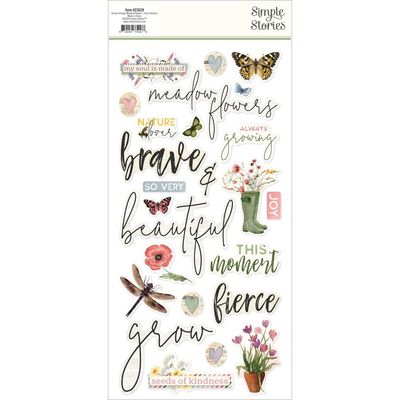 Simple Stories - Simple Vintage Meadow Flowers Collection - Stickers - Foam - SVMF22629 - 51 pcs