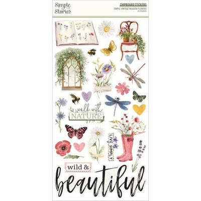 Simple Stories - Simple Vintage Meadow Flowers Collection - Stickers - Chipboard - SVMF22621 - 26 pcs
