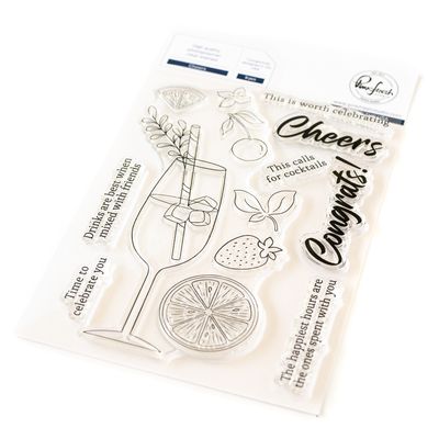 PinkFresh Studio - Happiness Collection - Cheers - Photopolymer Clear Stamp - 4&quot; x 6&quot; - 149122 - 8pcs