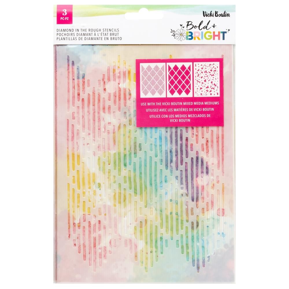 American Crafts - Vicki Boutin - Stencil Pack - Diamond in the Rough - 34026045 - 3 pcs