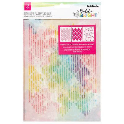 American Crafts - Vicki Boutin - Stencil Pack - Diamond in the Rough - 34026045 - 3 pcs
