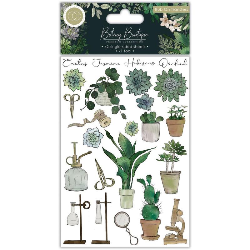 Craft Consortium - Botany Boutique Collection - Rub On Transfers - CCRUBT007 - 2 sheets