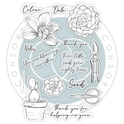 Craft Consortium - Botany Boutique Collection - Clear Polymer Stamp Set - Orchid - CCSTMP093 - 15 pcs