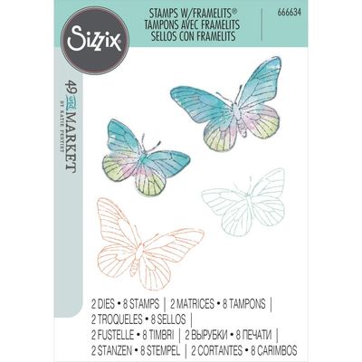 49 and Market - Sizzix - Framelits - Stamp and Dies Sets - Butterflies - 666634