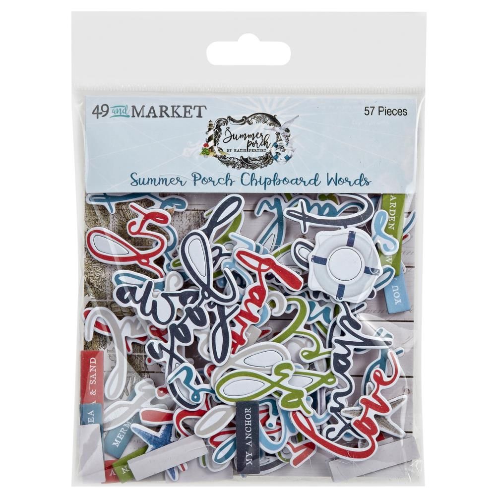 49 &amp; Market - Summer Porch Collection - Chipboard Word Set - SP27853 - 57 pcs