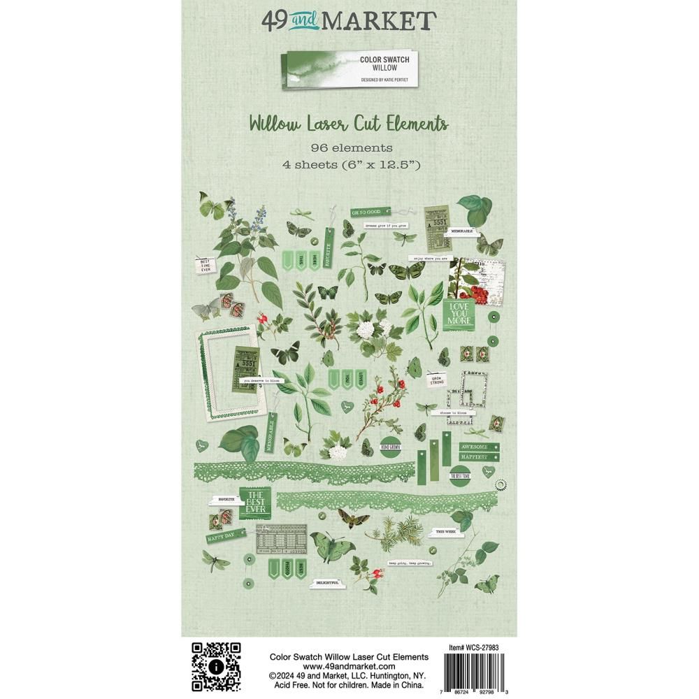 49 &amp; Market - Color Swatch - Willow Collection - Laser Die Cuts - Elements - WCS27983 - 96 pcs